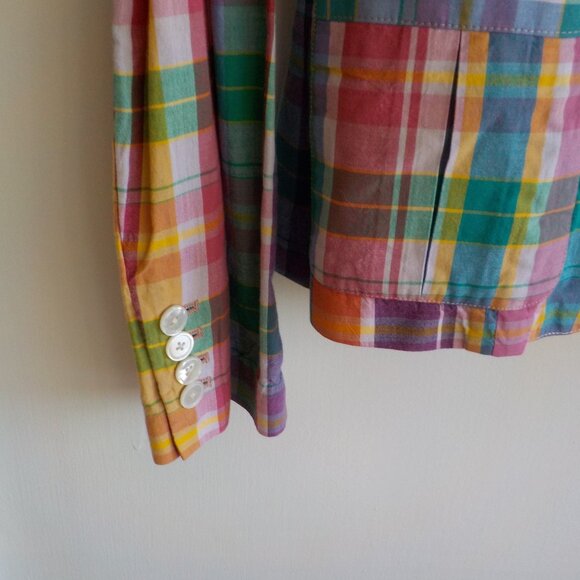 Ralph Lauren Sport Blazer Jacket - Multicolor Plaid Bright Cotton- Size 6  (582) - Picture 5 of 7